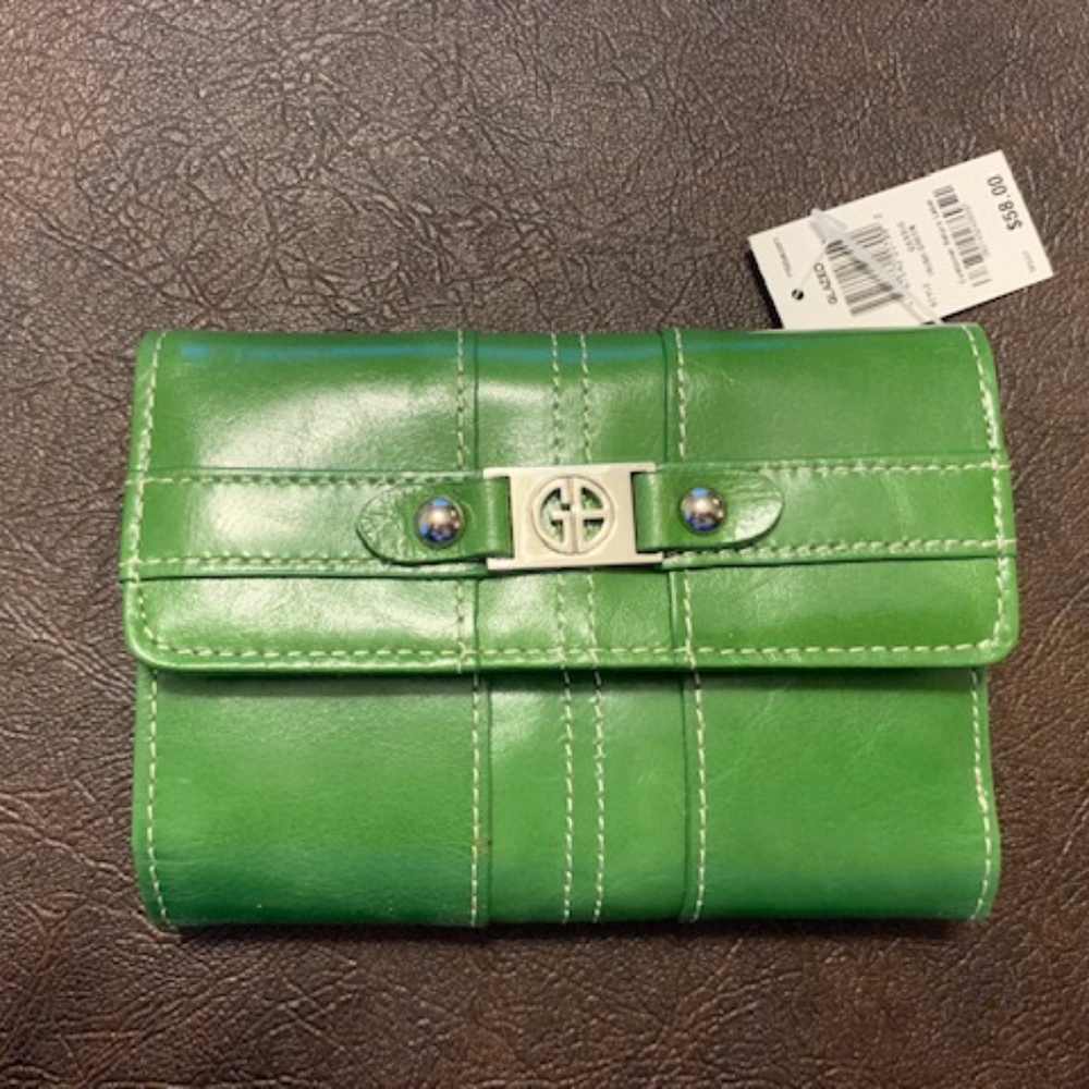 Giani Bernini Green Leather Clutch Wallet NWT